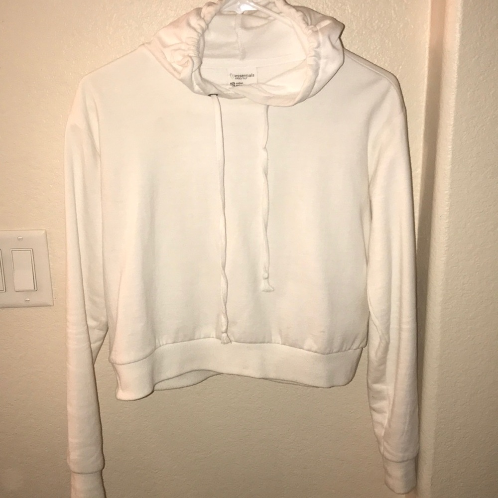 White hoodie crop sweatshirt